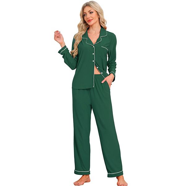 

Женский комплект пижамы с длинным рукавом и брюками Inspire Chic, Green
