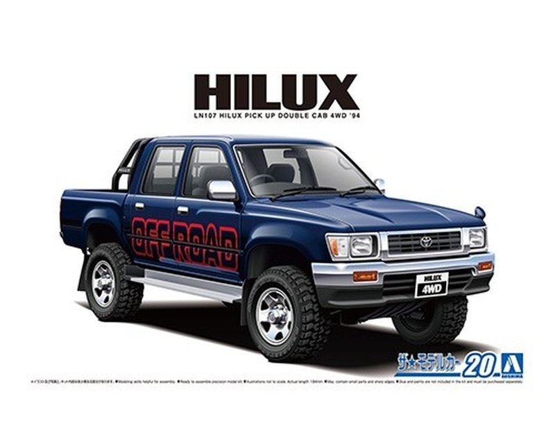 

Aoshima 06217 1/24 MC#20 Toyota LN107 Hilux Pick Up Double Cab 4WD '94