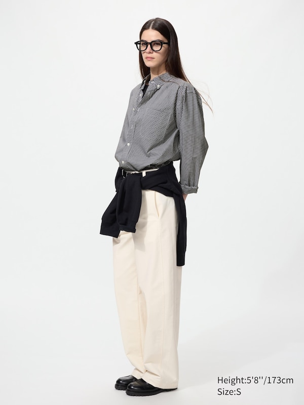 Рубашка regular fit из поплина, button-down (клетка) Uniqlo, 09 black — фото 3