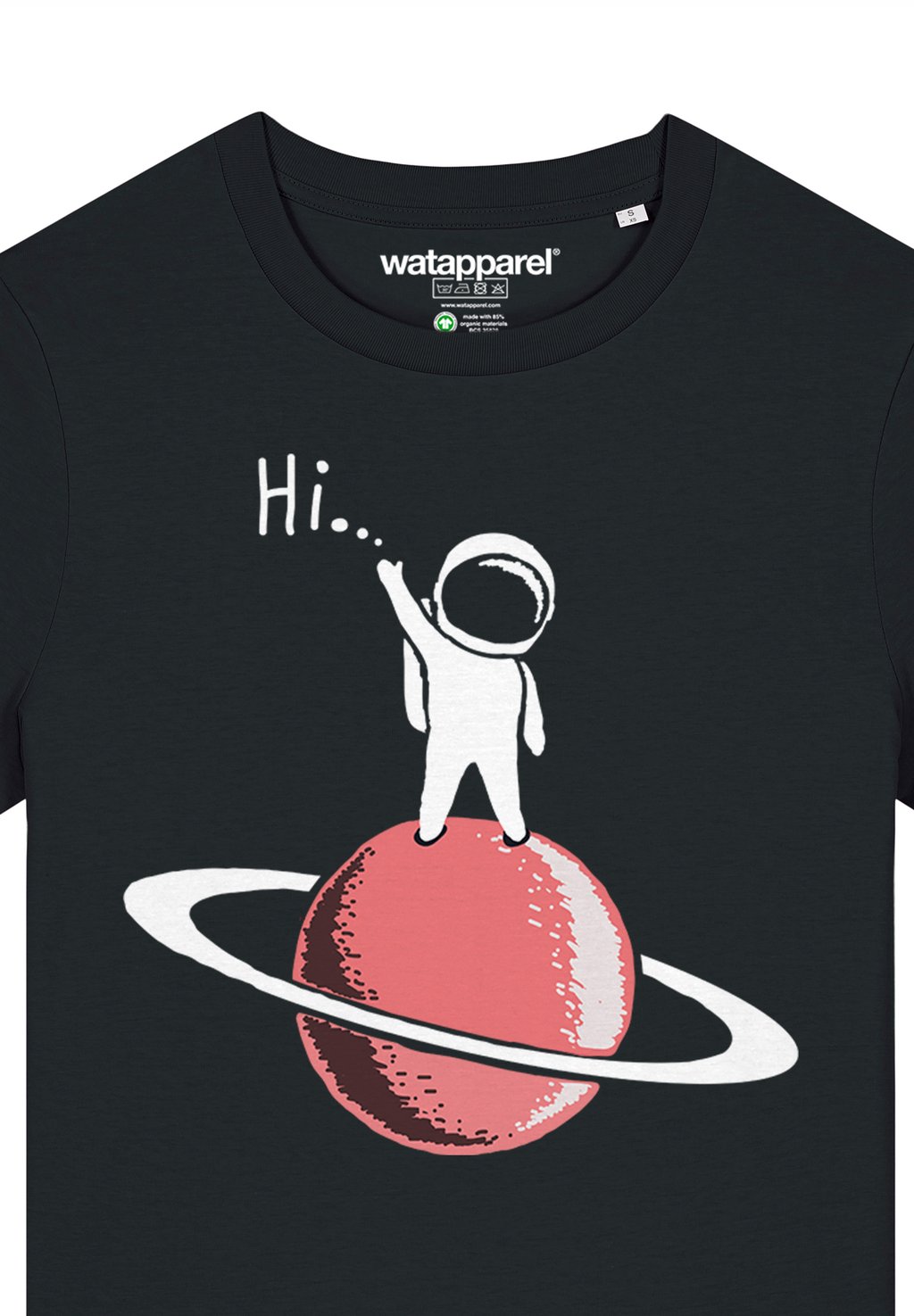 

Футболка с принтом ASTRONAUT SAYS HI watapparel, черный