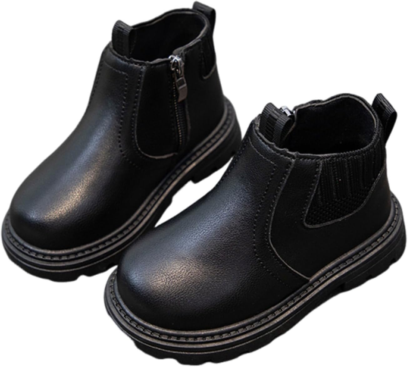 

Ботинки из искусственной кожи Ctreela для мальчиков и девочек, маленькие детские туристические и снежные ботинки, зимние и осенние ботильоны с боковой молнией, Black