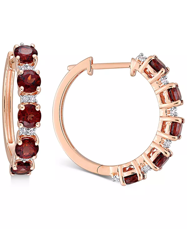 

Маленькие серьги-кольца с перидотом (3-3/4 карата tw) и белым топазом (1/4 карата tw) из стерлингового серебра с покрытием из розового золота 18 карат, 0,89 дюйма (также доступны с аметистом и гранатом) Macy'S, garnet