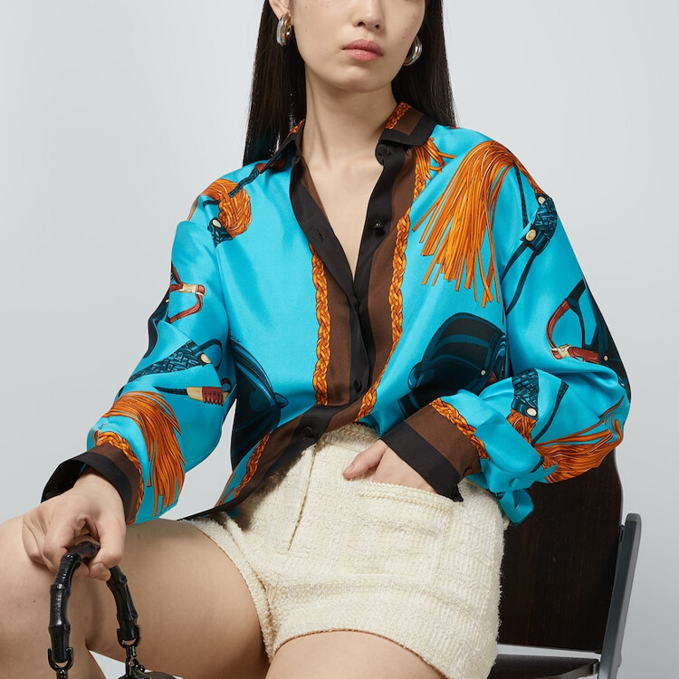 Рубашка женская Gucci, с уникальным принтом, мультиколор — фото 2