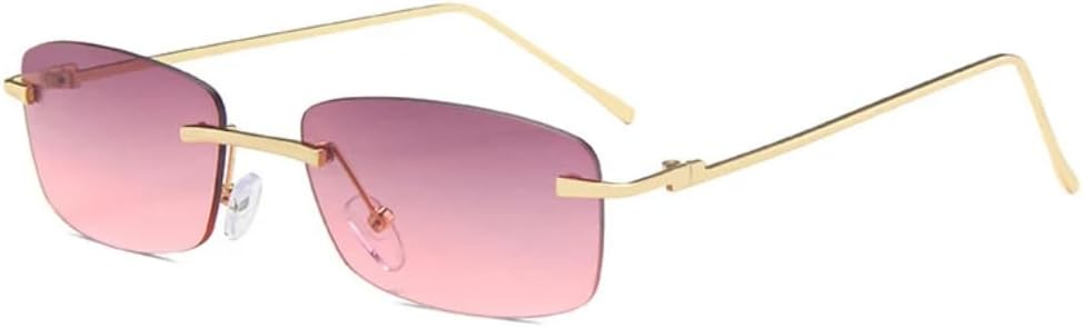 

Модные маленькие прямоугольные солнцезащитные очки без оправы для женщин в винтажном стиле с прозрачными линзами цвета океана, для мужчин с градиентными линзами UV400 VFDHN, Purple Gradient