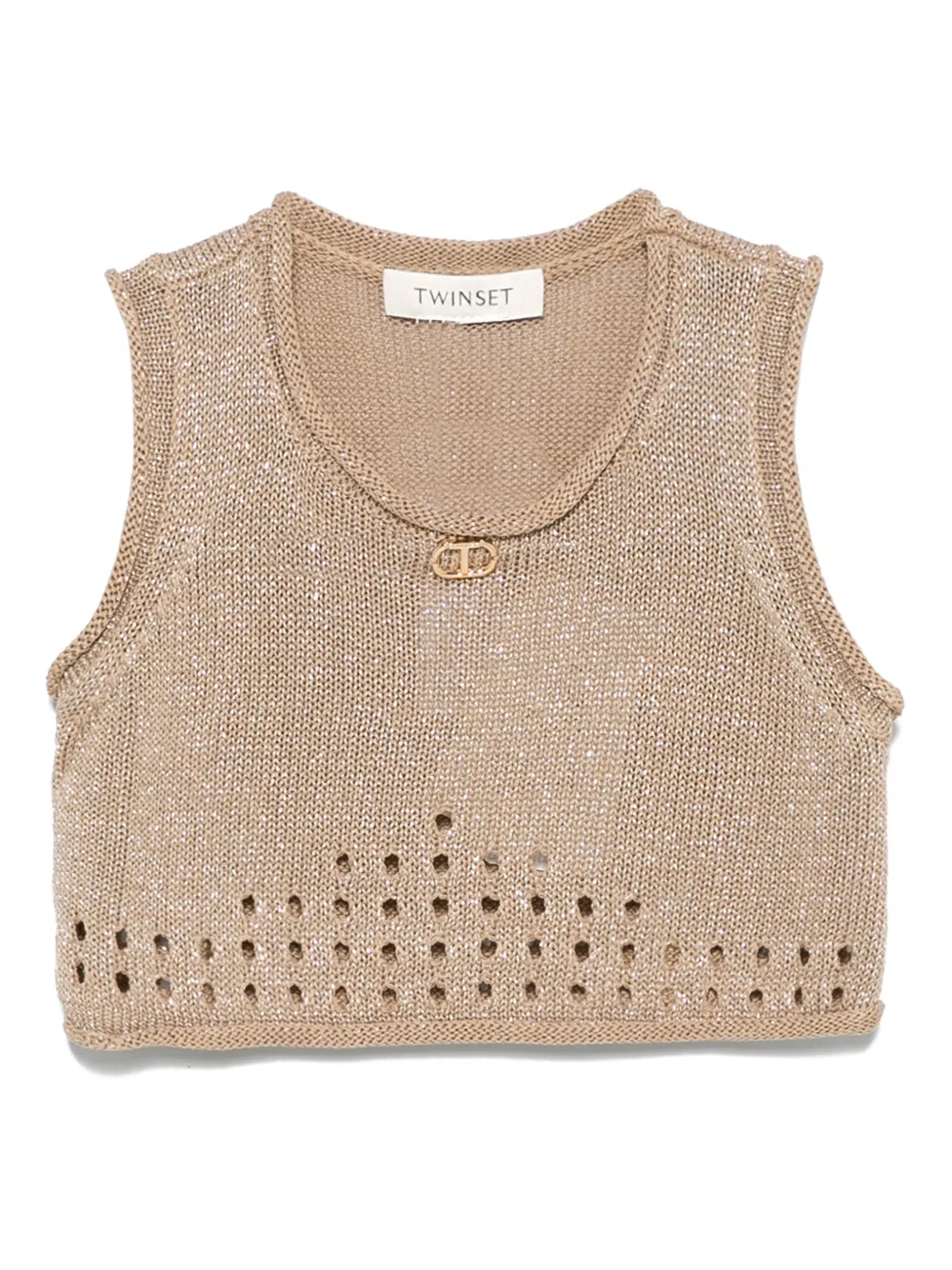 

Трикотажный топ с люрексом TWINSET Kids, нейтральный