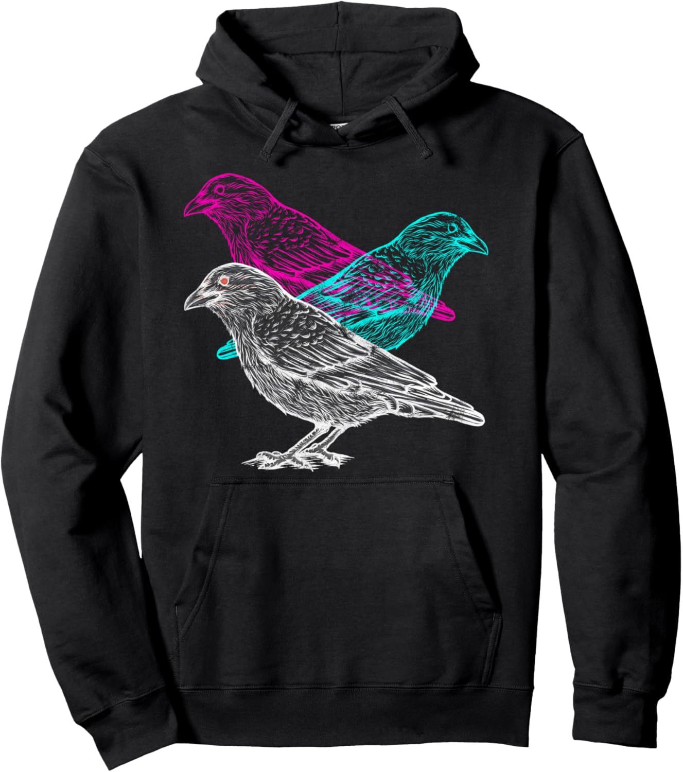 

Худи Raven Retro Vapor Wave Bird Aesthetic Black Claw Raven Crow Birdwatcher Birdwear, черный