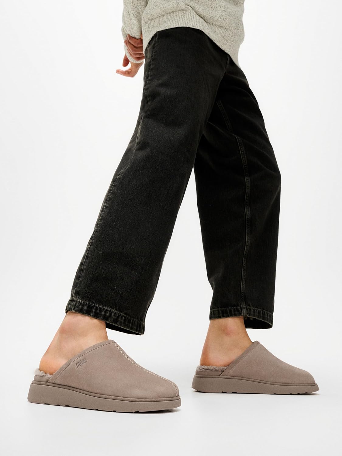 Мужские замшевые тапочки FitFlop Gen-FF с подкладкой из овчины, Taupe — фото 2