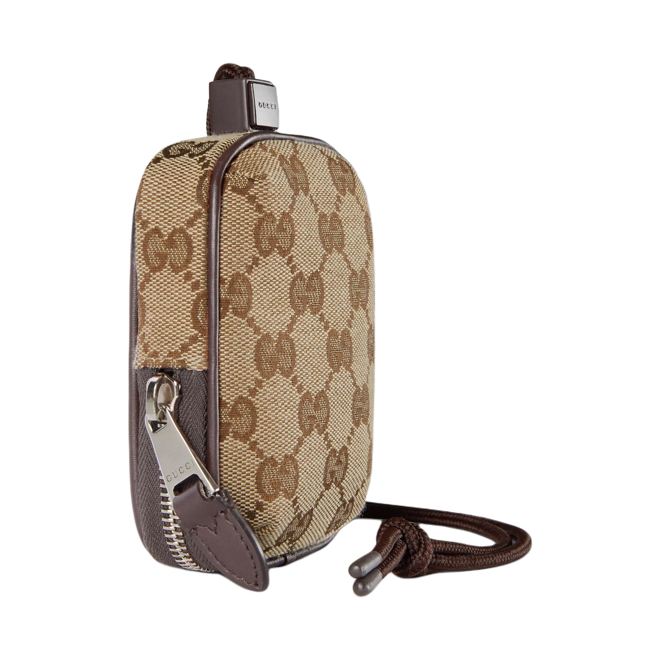 Gucci Миниатюрный мужской кошелек для монет GG Canvas, коричневый — фото 3
