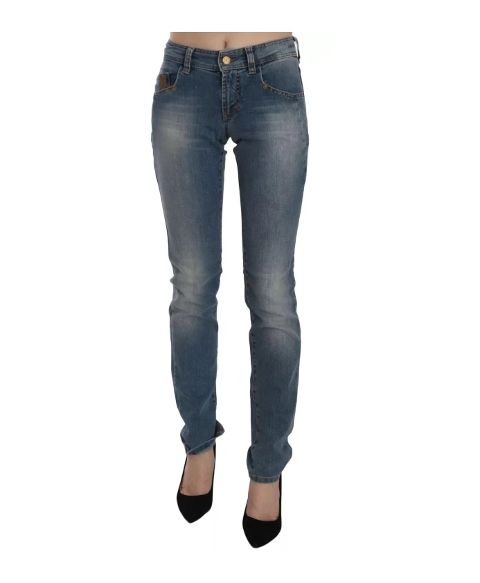 

Выцветшие, облегающие повседневные джинсы средней посадки. John Galliano, синий