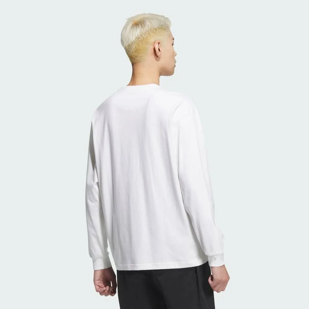 Футболка с длинным рукавом Essentials Plus свободного кроя с небольшим логотипом Adidas, white — фото 2