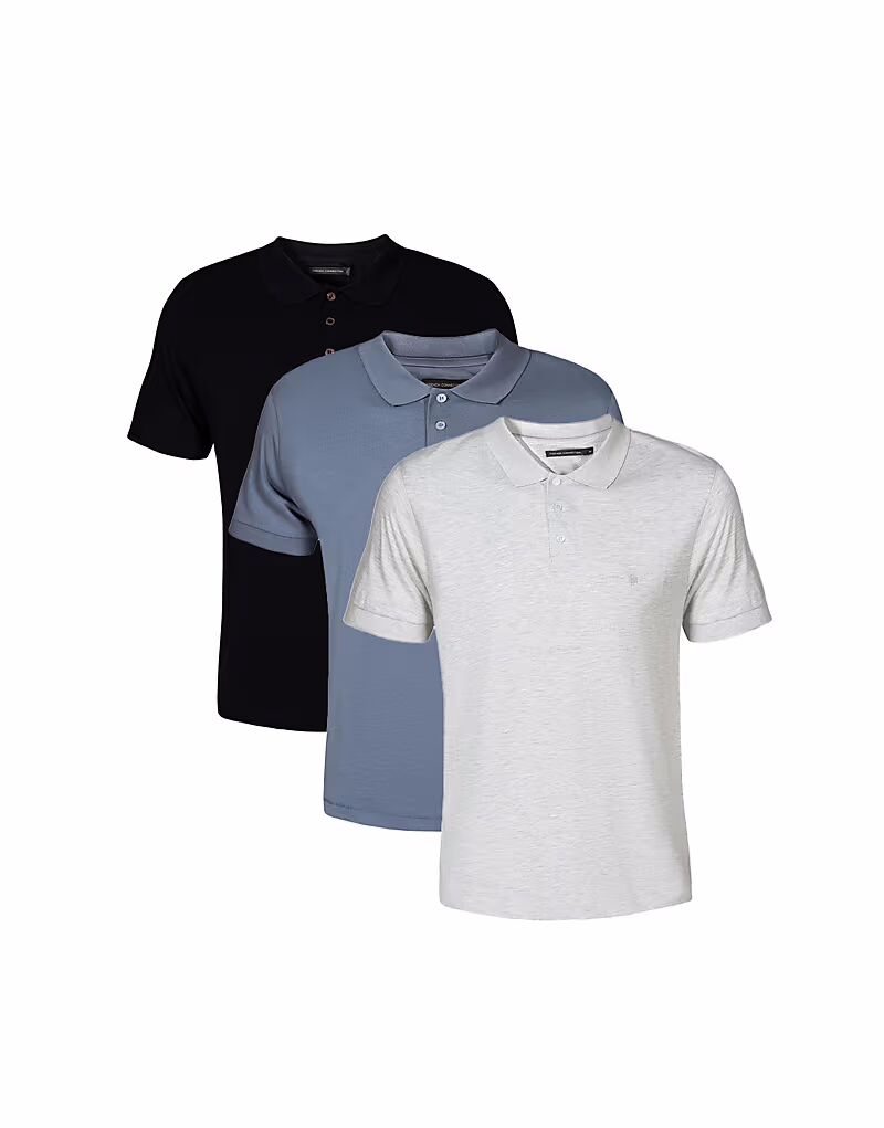 

Набор из 3 хлопковых поло с короткими рукавами синего цвета French Connection