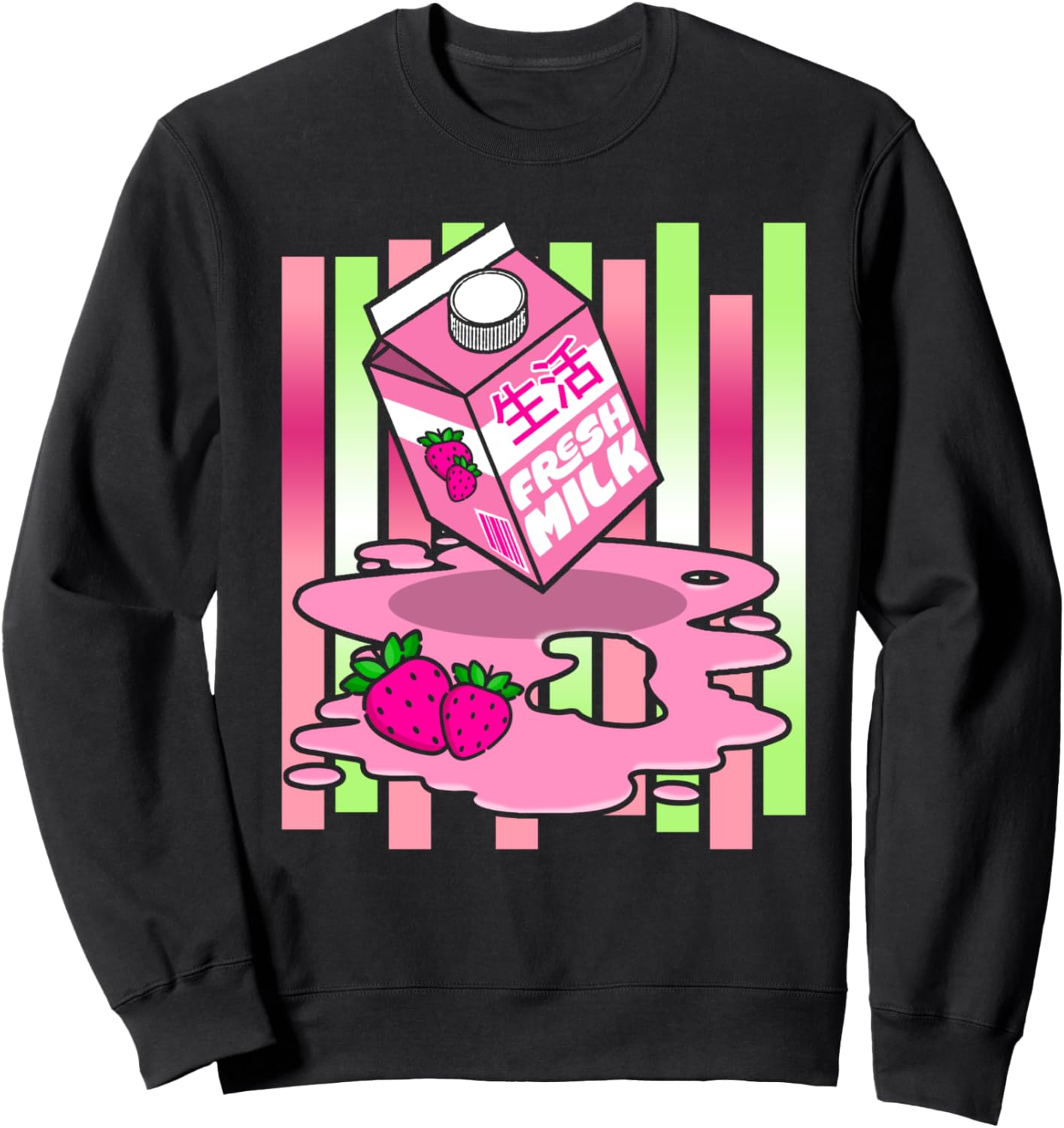 

Винтажная японская толстовка 90-х годов в стиле каваи с графическим изображением клубничного молочного коктейля Shota'S Pink Strawberry Milk Gear, черный