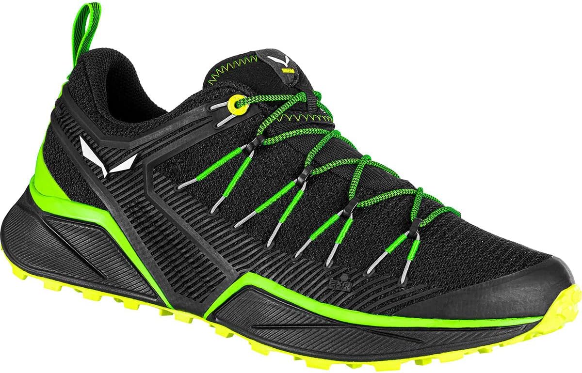 Мужские кожаные походные ботинки Salewa Dropline - удобные, легкие ботинки для скоростного пешего туризма, зеленый/желтый — фото 4