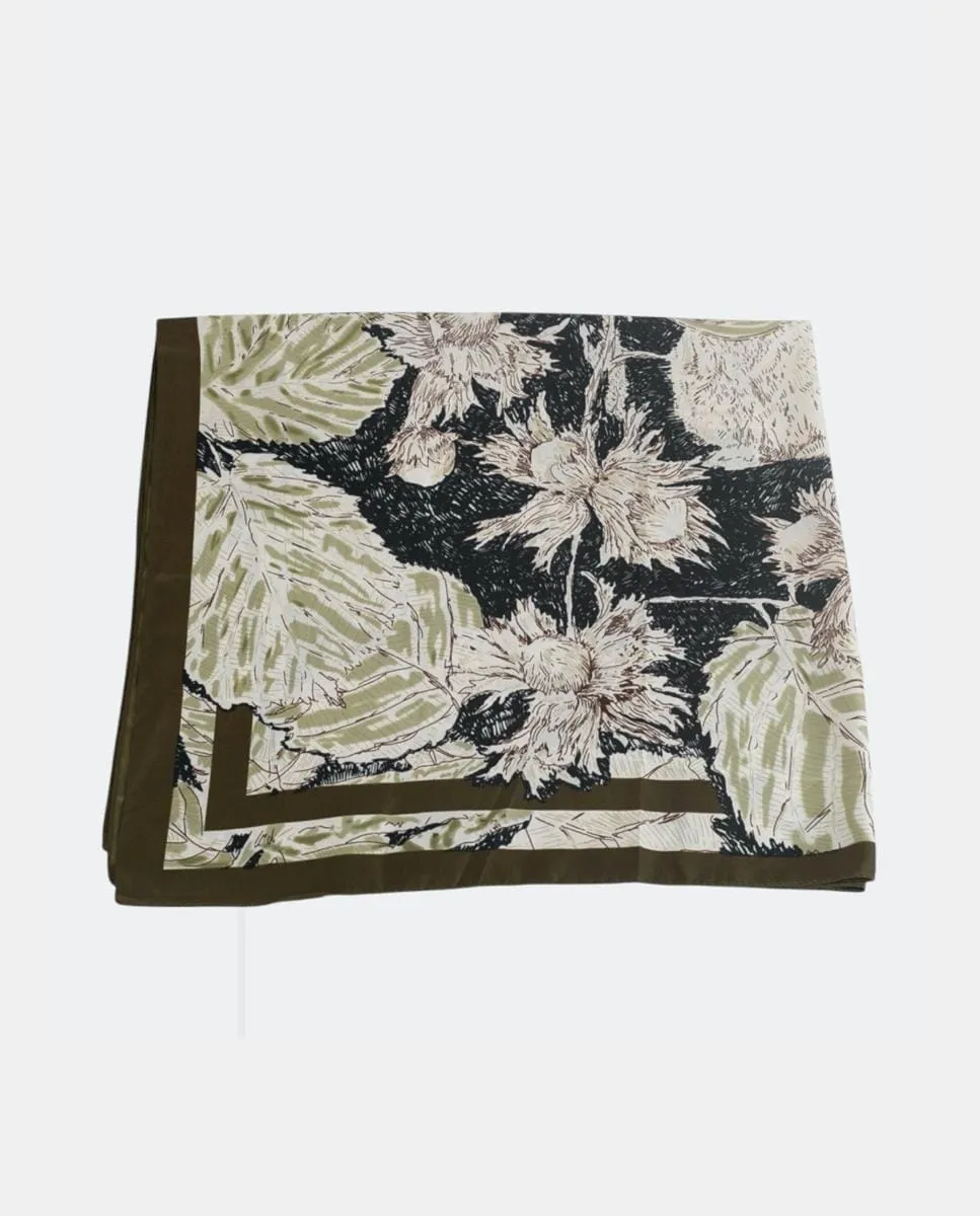 

Квадратный платок из полиэстера с цветочным принтом, свежий и универсальный платок для женщин Kbas, хаки