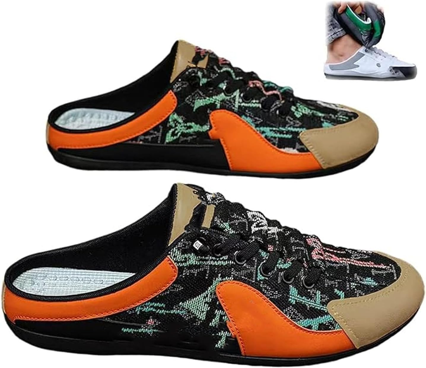 

Мужские беззадние кроссовки NoworFewer, новые летние мужские спортивные тапочки, повседневные мюли, кроссовки с открытой пяткой, спортивная обувь низкого типа для прогулок на улице, оранжевый