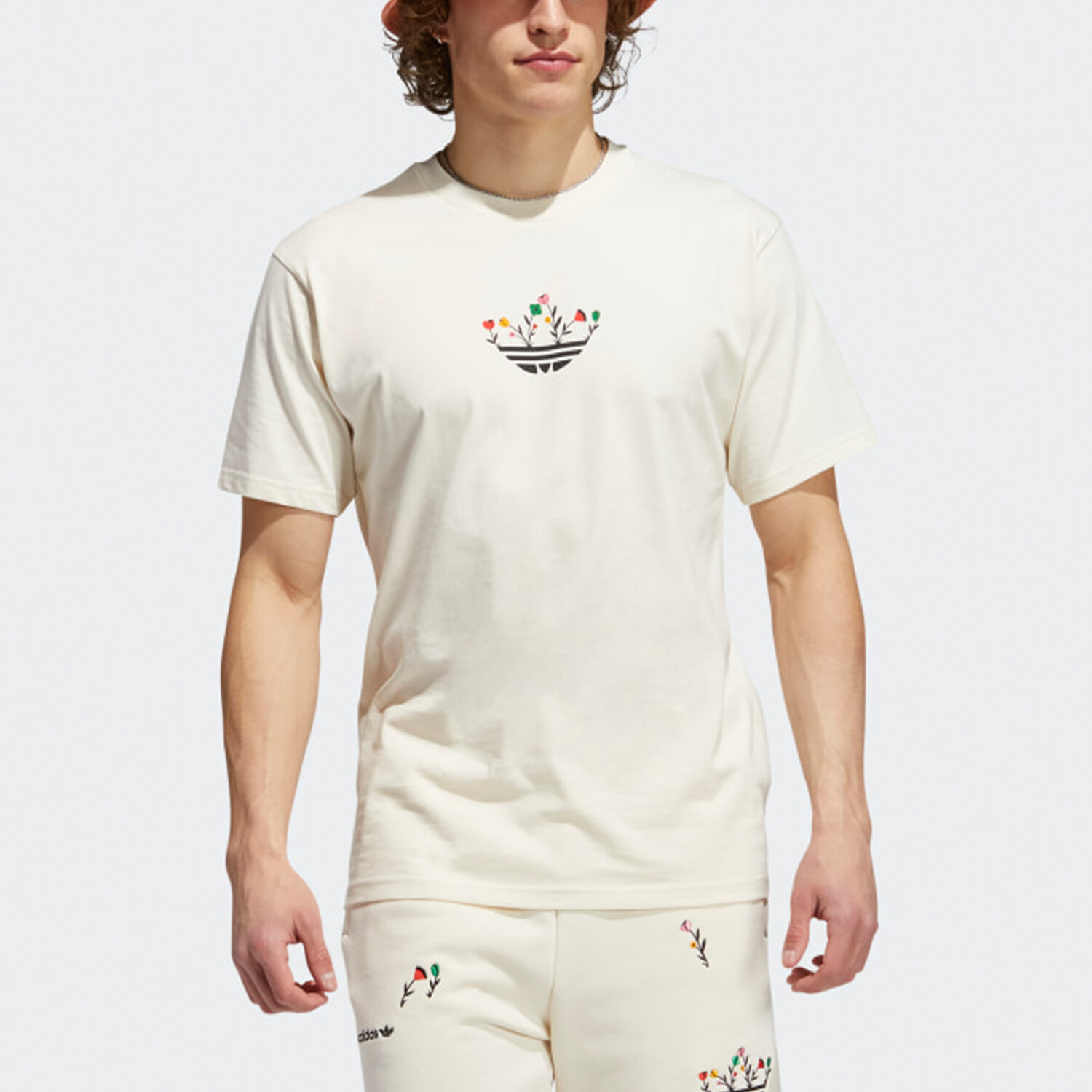 Футболка с трилистником для мужчин Off White Adidas Originals, кремовый — фото 3