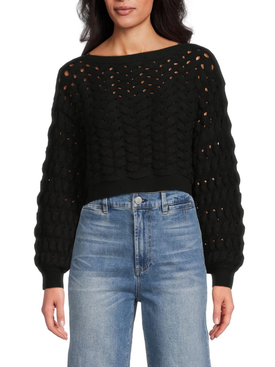 

Укороченный свитер Allene Cable Knit Alice + Olivia, черный