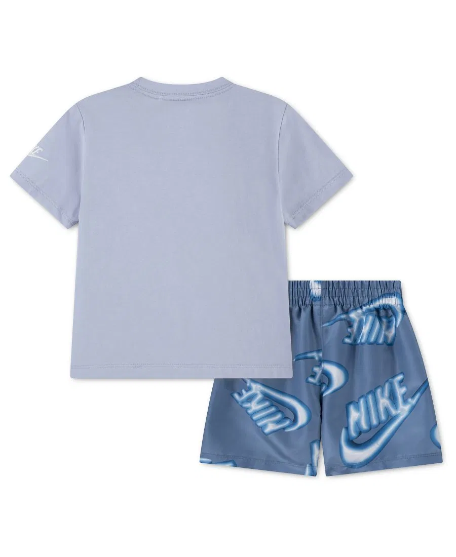 Детский комплект для мальчиков 2T-4T: футболка с коротким рукавом и шорты Sportswear Club, 2 предмета Nike, синий — фото 2