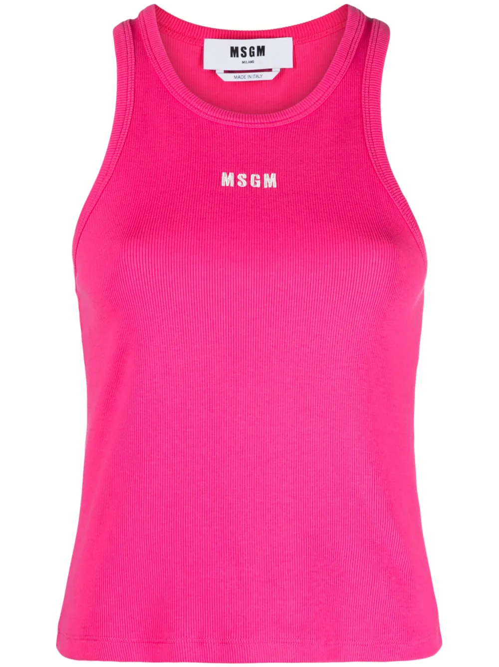 

Топ в рубчик с вышитым логотипом MSGM, розовый