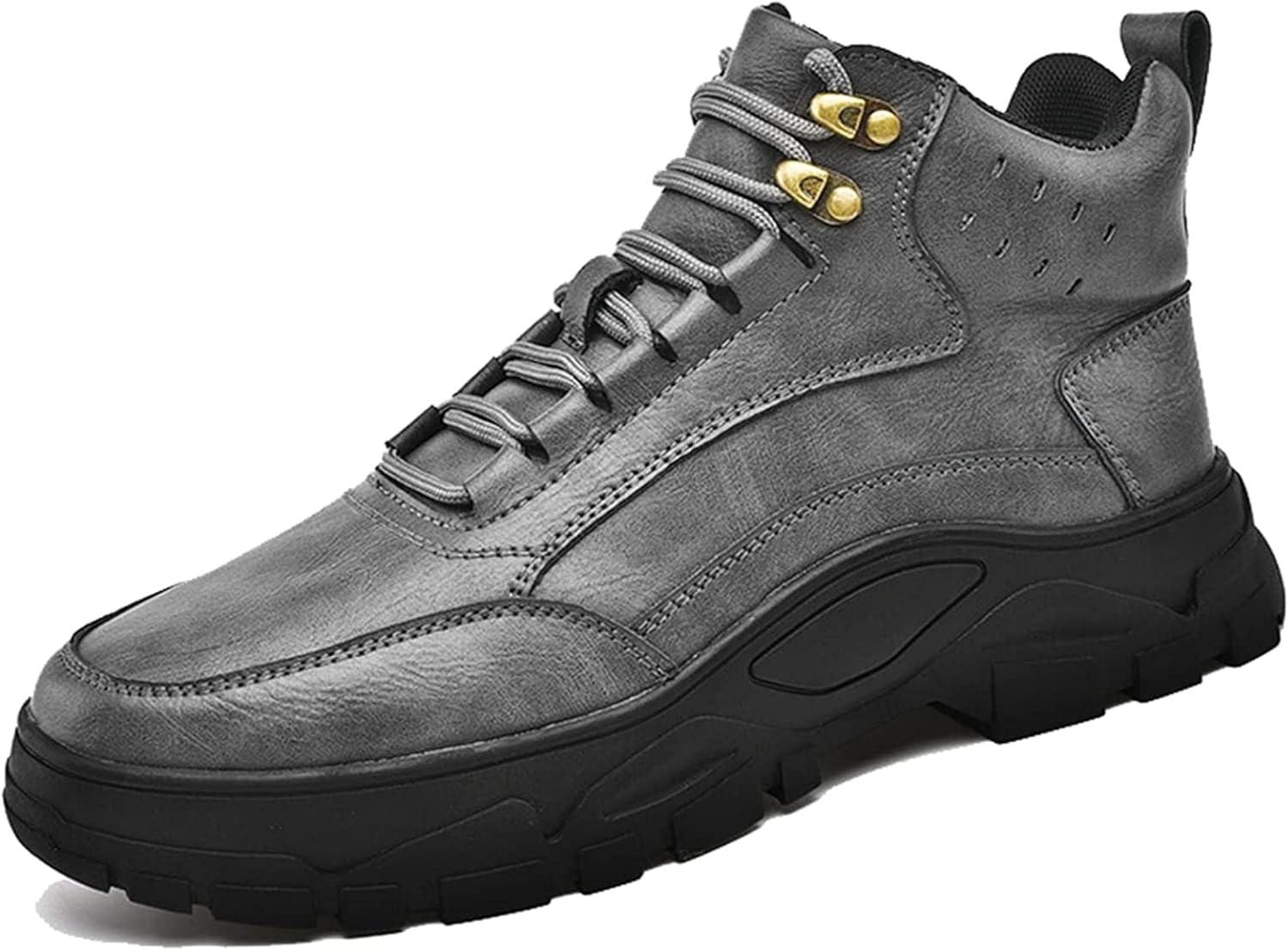 

Мужские ботинки Yiozoi для осени и зимы, высокие кеды, шнуровка, легкие прогулочные туфли, теплые ботинки до щиколотки, серый