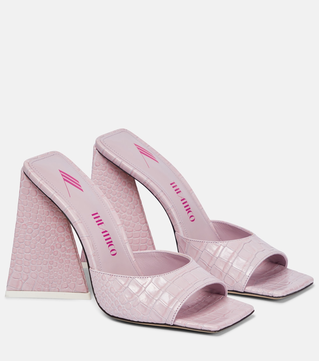 Сандалии из кожи Devon с крокодиловым эффектом The Attico, Pastel Pink