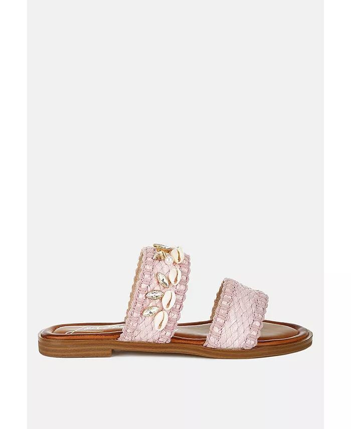 Сандалии из ракушечника и рафии Slip On London Rag, розовый