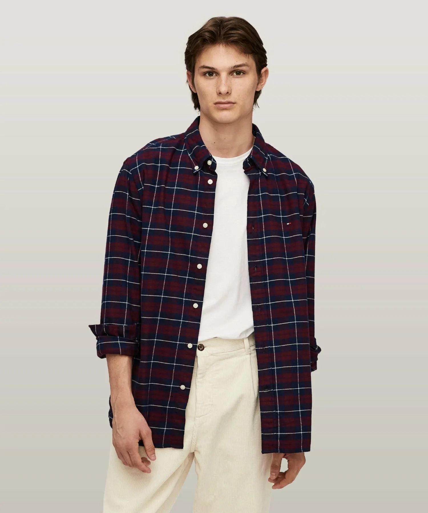 Рубашка TOMMY HILFIGER в клетку "ласточкин хвост" (M), Navy x Red