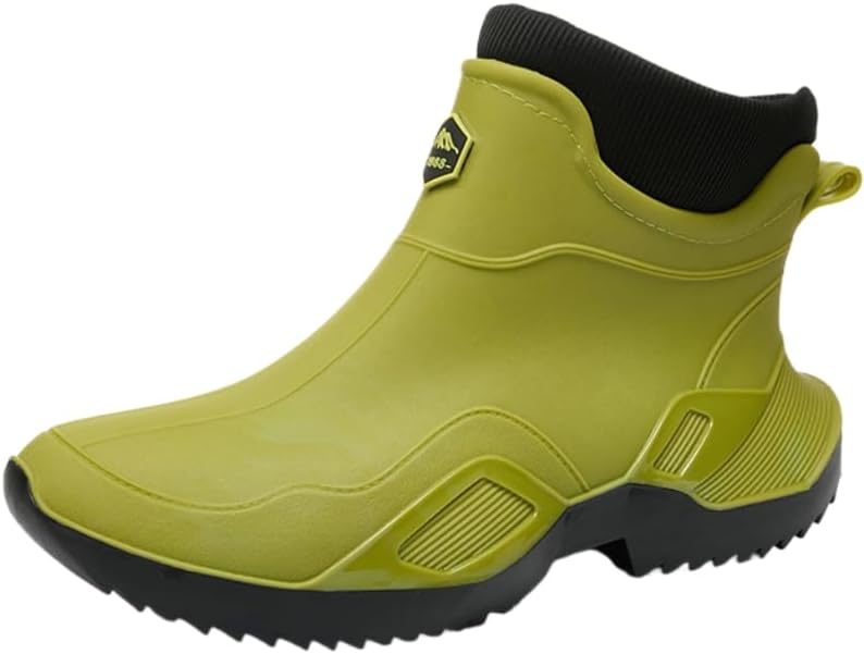 

Модные спортивные водонепроницаемые короткие дождевые ботинки HoaloX для мужчин для романтического кемпинга и восхождений в горы, зеленый