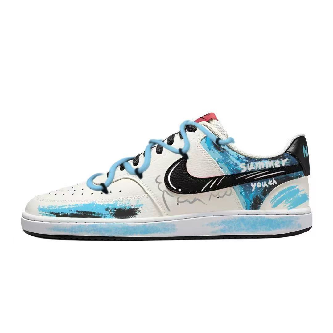 

Nike Кроссовки Court Vision 1 Mischievous Graffiti, износостойкие, низкие, для скейтбординга, мужские, сине-черные