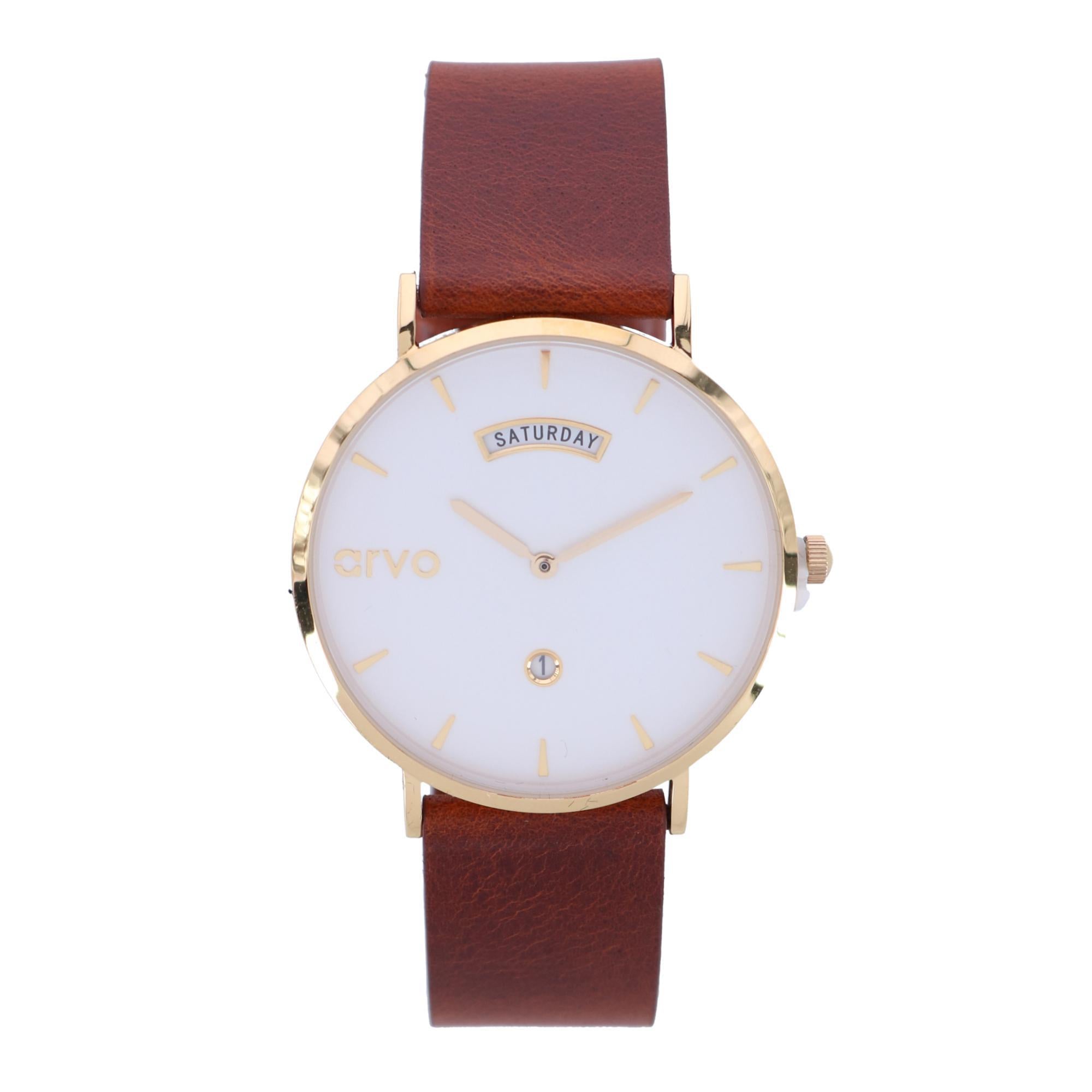 

Золотые часы Awristacrat Arvo, цвет saddle leather band