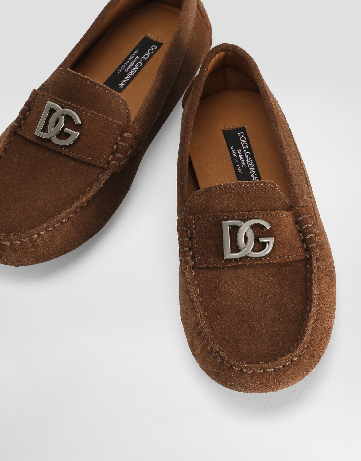 Лоферы из спилковой кожи с логотипом DG Dolce&Gabbana, бежевый — фото 4