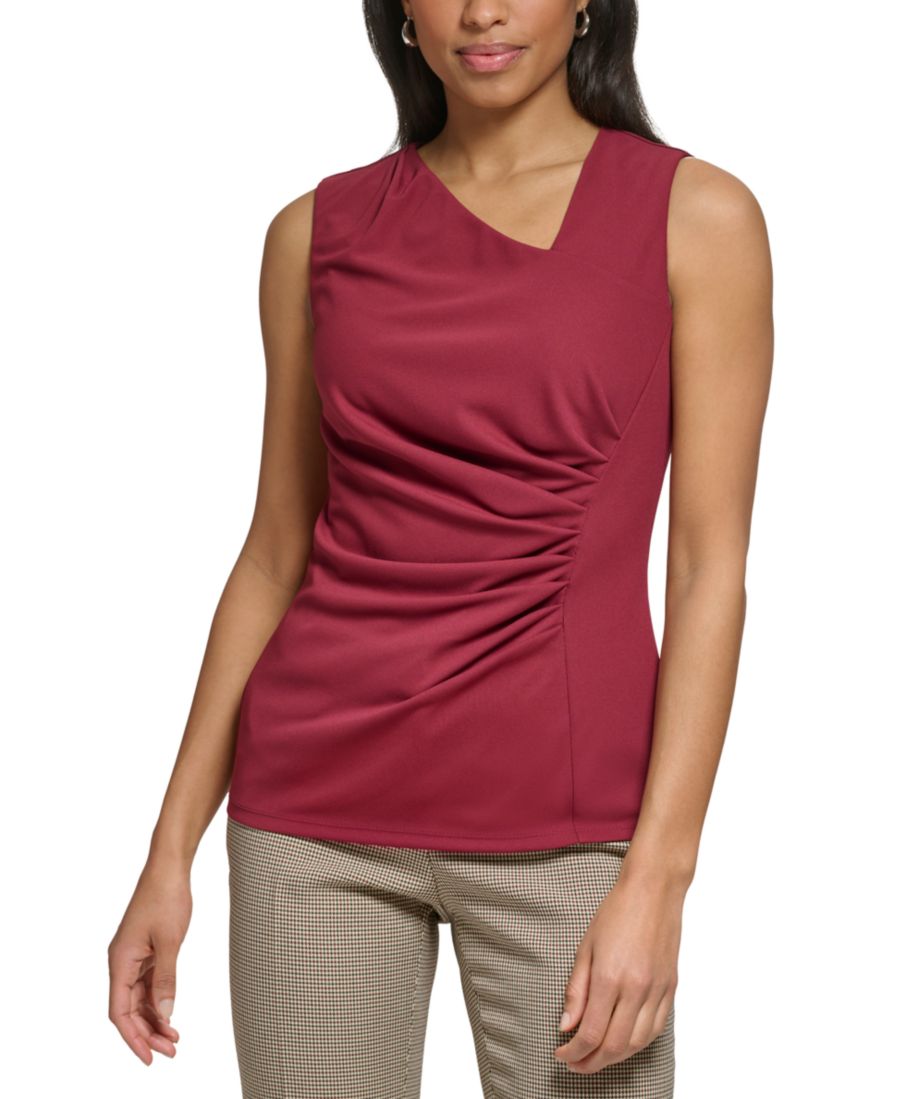 

Укороченный топ без рукавов с асимметричным вырезом DKNY, Cabernet