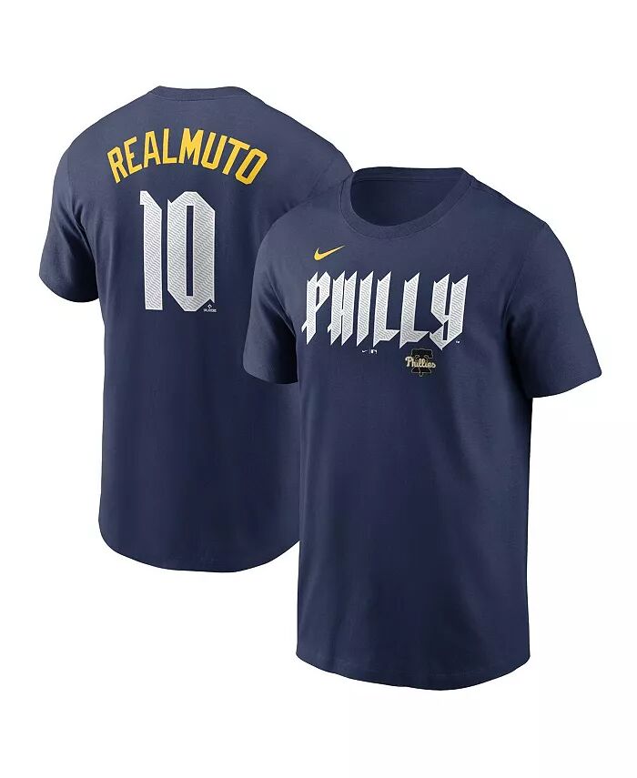 

Мужская футболка JT Realmuto Navy Philadelphia Phillies 2024 City Connect Fuse с именем и номером игрока Nike