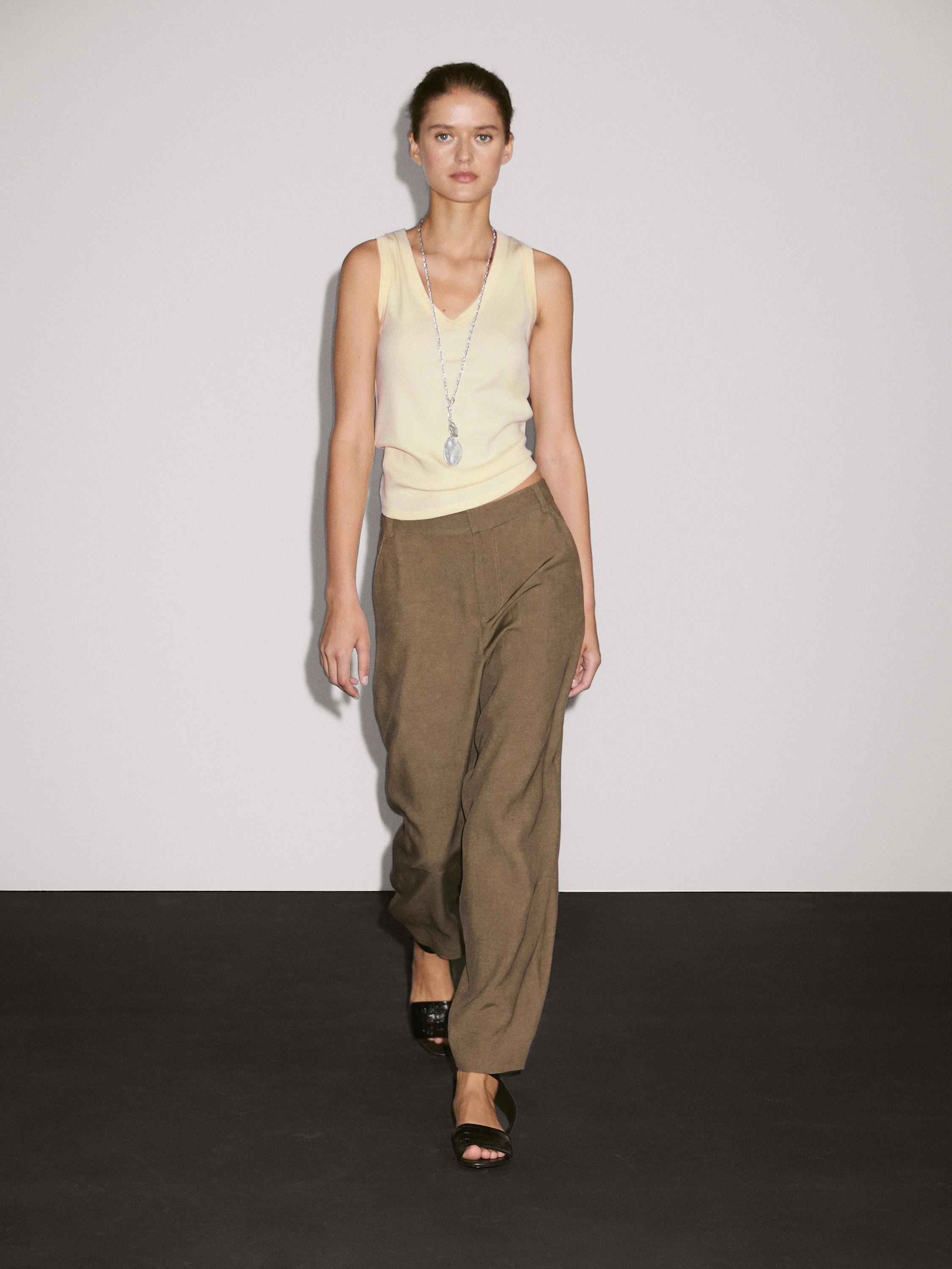 

Брюки-Бочонки с высокой талией Massimo Dutti, оливковый