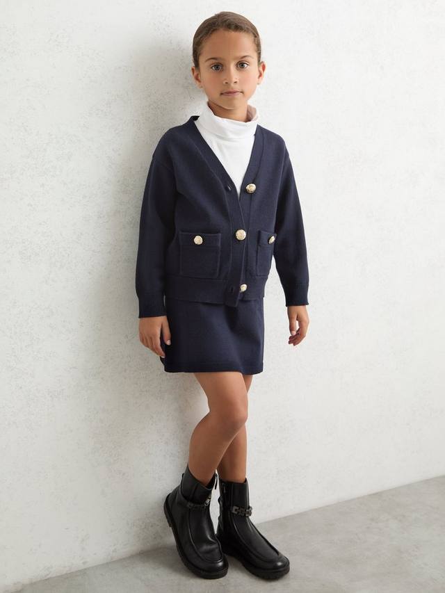 

Детский кардиган Mila с вязаным рельефным узором и пуговицами Reiss, Navy