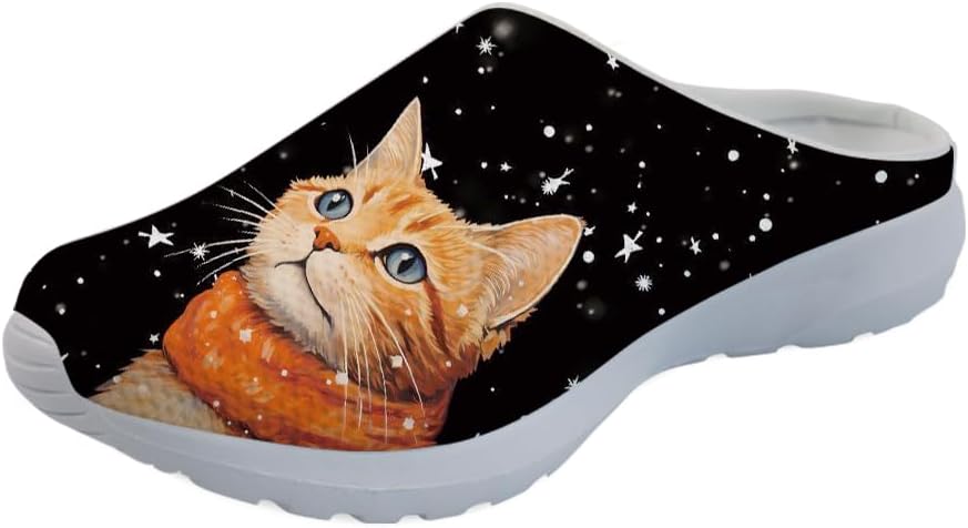 

Женские сабо Forchrinse с цветным принтом лапы собаки, домашние тапочки с цветочным рисунком, кроссовки для ходьбы с поддержкой свода стопы, Cute Cat