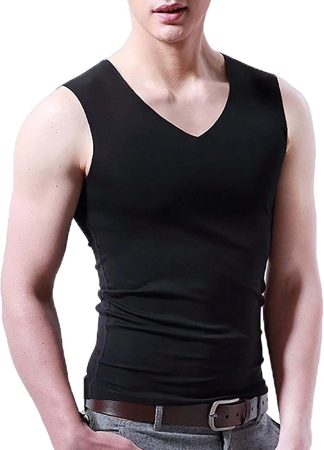 Мужской компрессионный топ без рукавов, быстросохнущий, Generic, Black