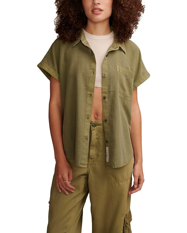 

Рубашка Lucky Brand Linen Short Sleeve, цвет Dusty Olive