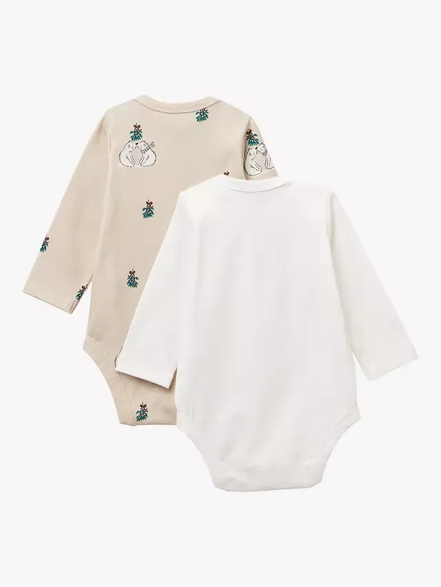 Детский боди из смесовой хлопковой ткани, комплект из 2 штук, бежевый Benetton — фото 2