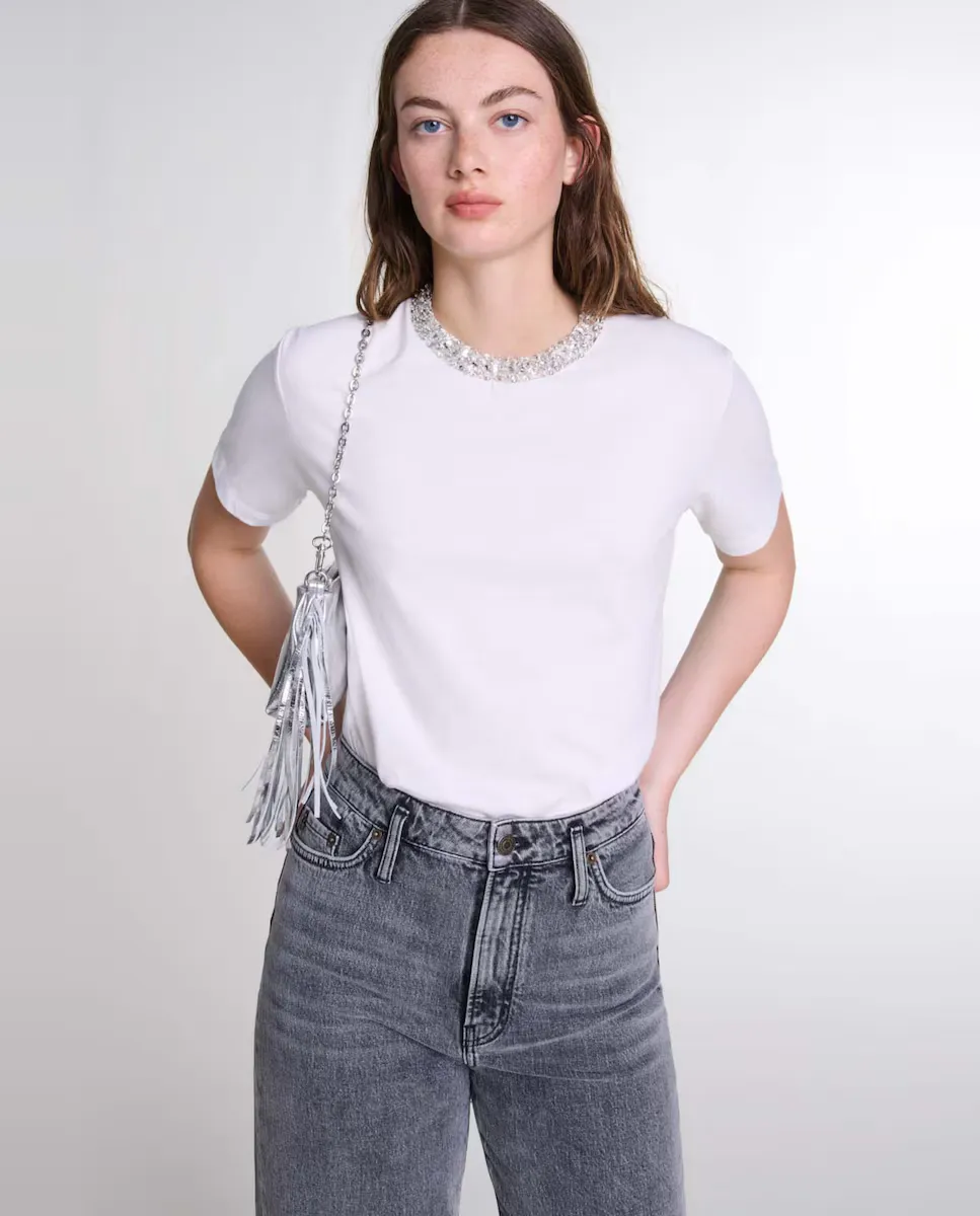 

Женская футболка с украшением на воротнике Maje, белый