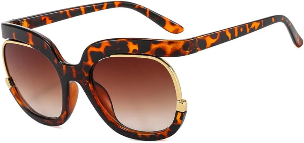 

Модные круглые солнцезащитные очки большого размера для женщин и мужчин, ретро-очки для женщин, трендовые овальные очки с защитой от УФ-излучения UV400 VVTWSSW, Leopard Brown