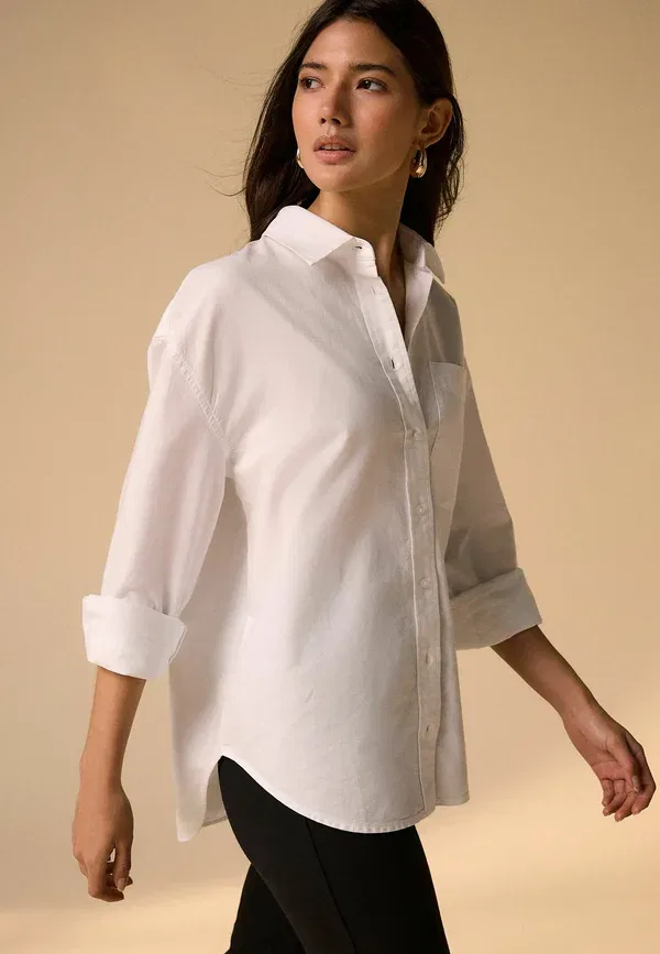Рубашка Regular Fit Relaxed Cotton Long Sleeve Next, белая — фото 3