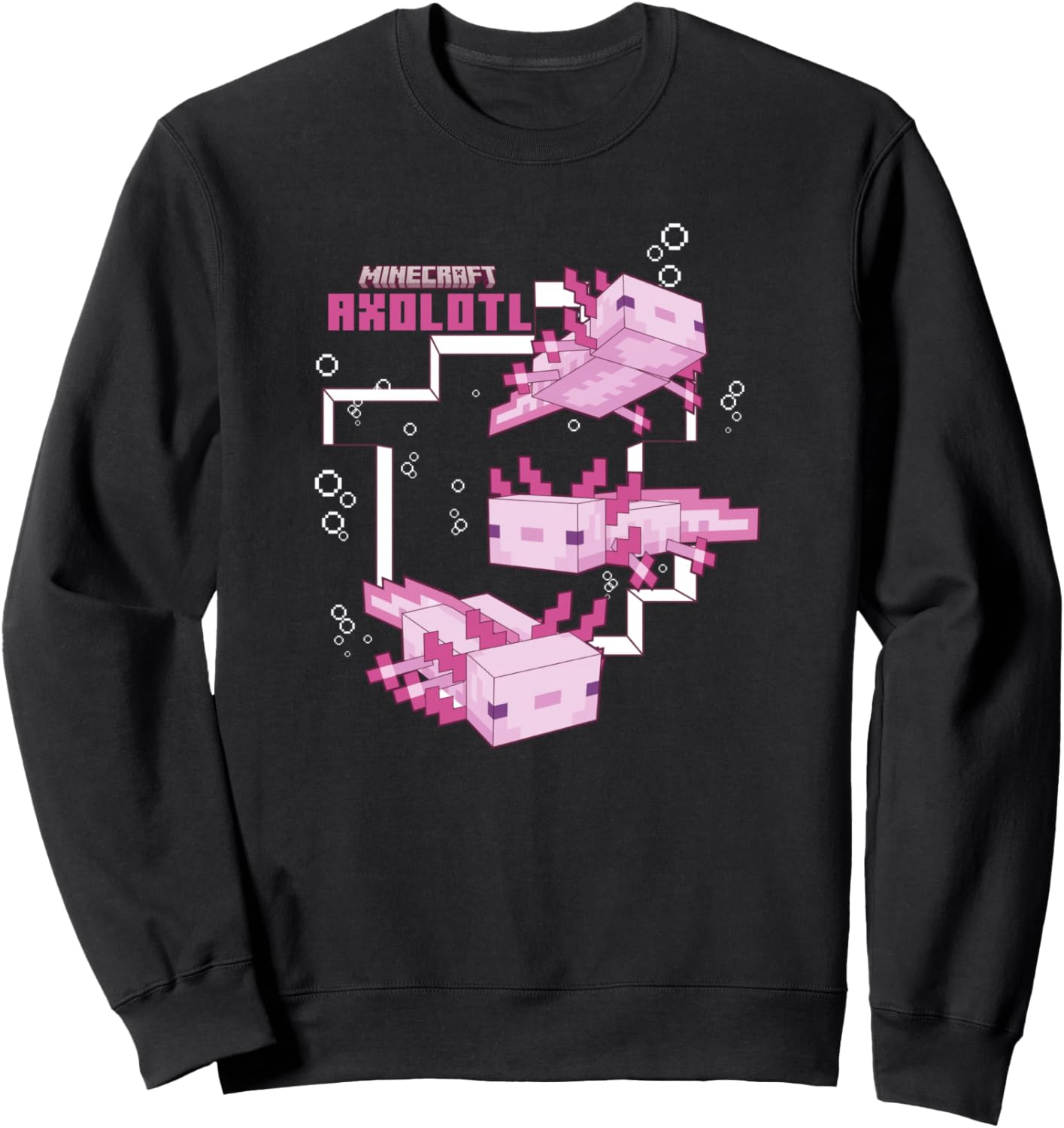 

Толстовка Minecraft с изображением розового пруда с аксолотлями, черная (black 19-3911tcx), размер S