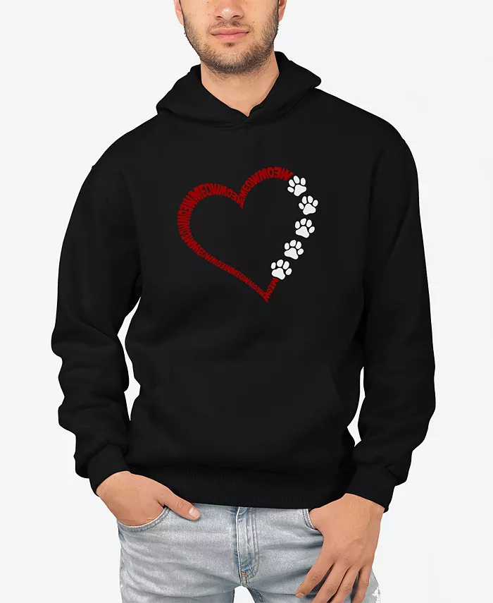 

Мужская толстовка с капюшоном Meow Heart Word Art LA Pop Art, черный