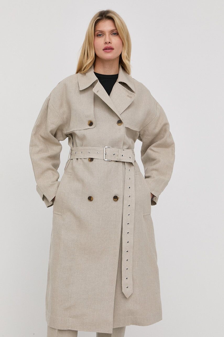 

Льняной плащ MICHAEL Michael Kors, серый