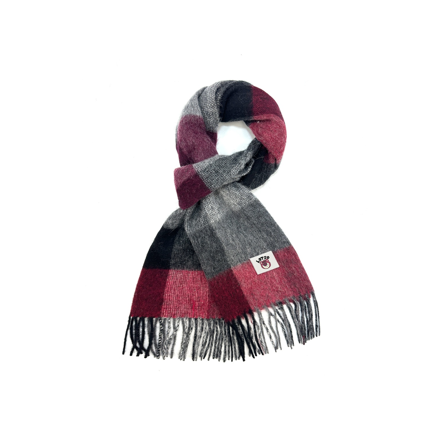 

Disney Лотсо вязаный шарф унисекс, Gray Black Red Plaid