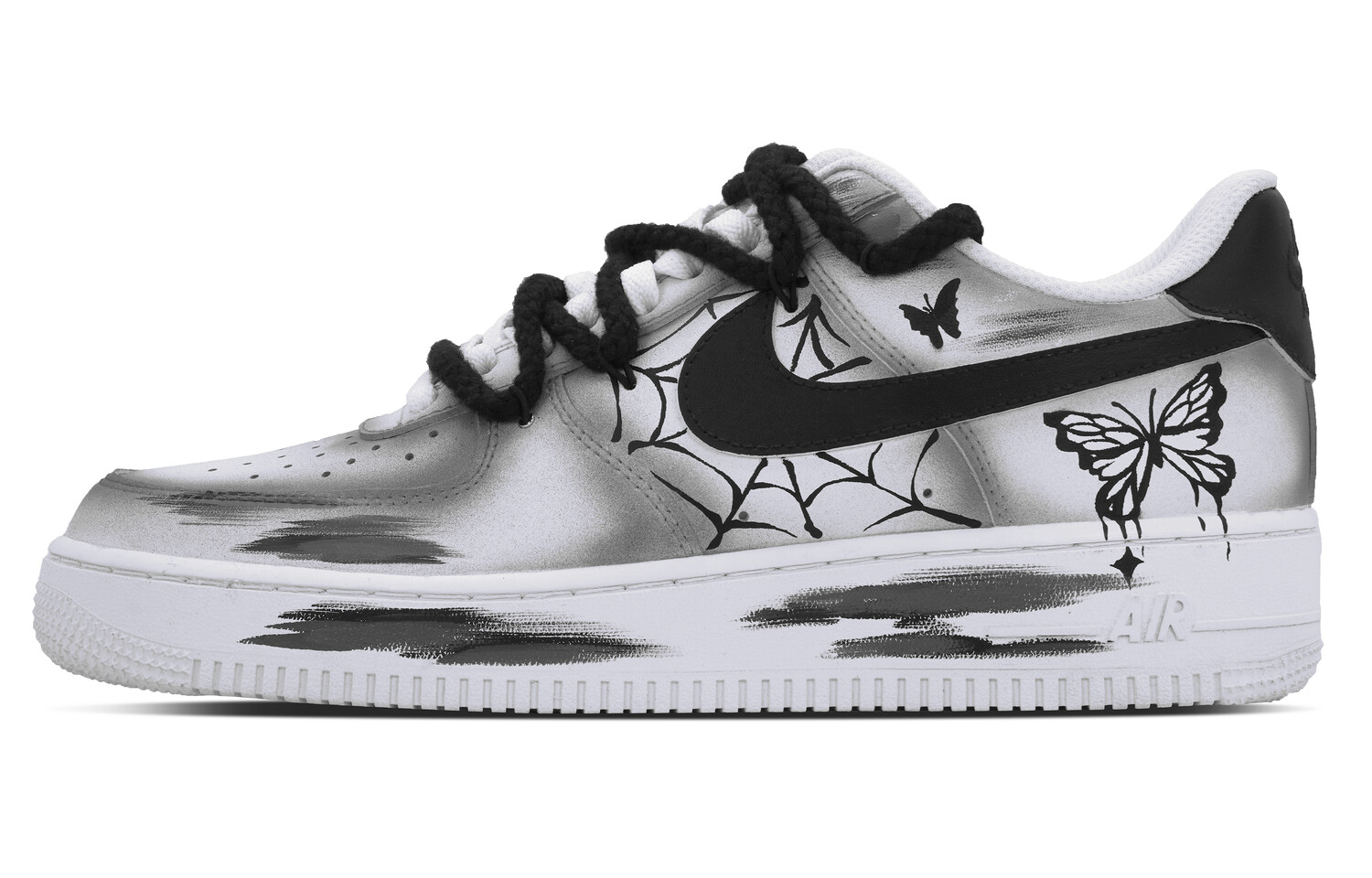 

Кроссовки Nike Air Force 1 Skateboarding Shoes Women's Low-top Gray, черный/белый/серый
