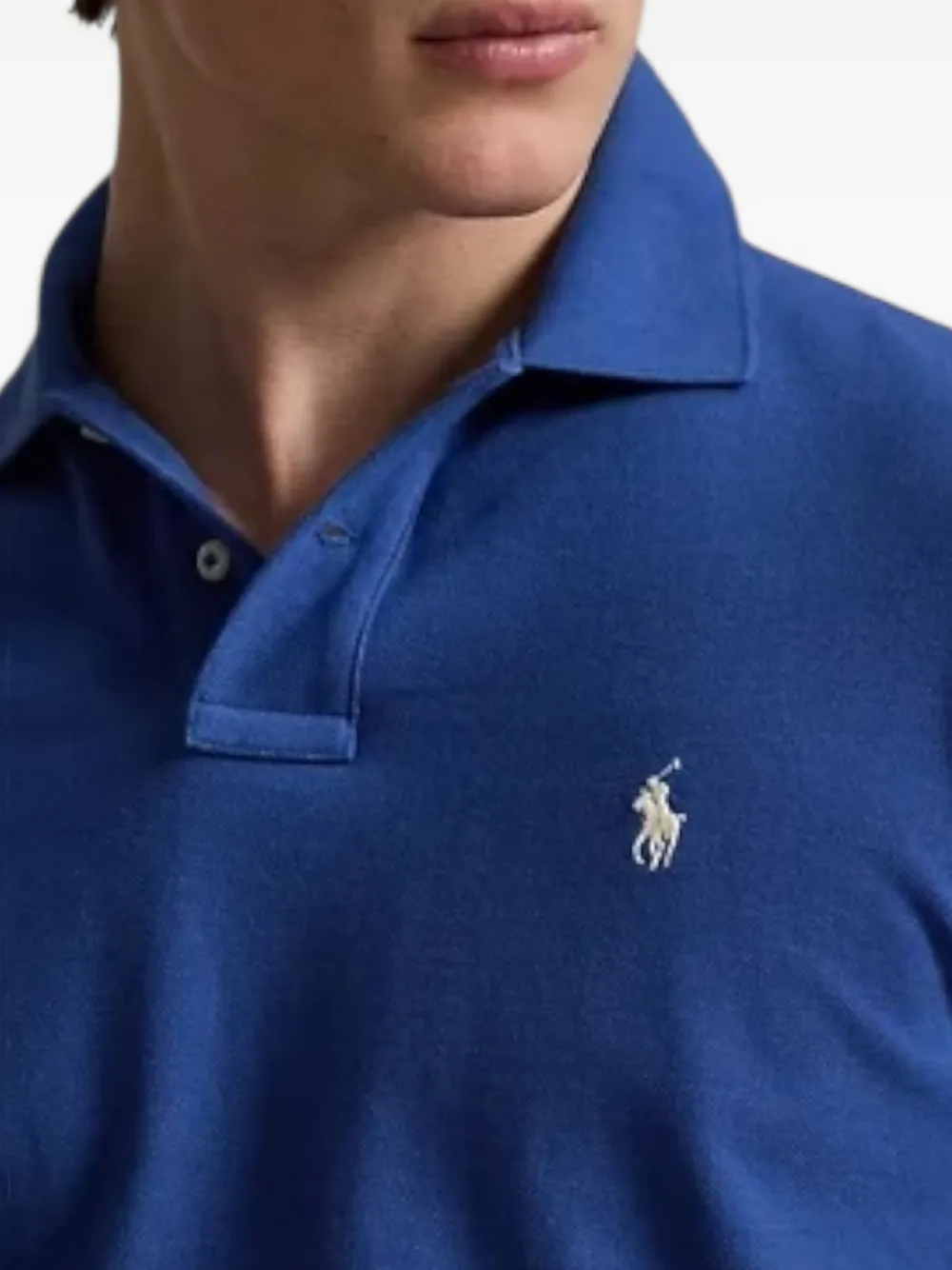Поло с короткими рукавами и вышитым логотипом Polo Ralph Lauren, синий — фото 4