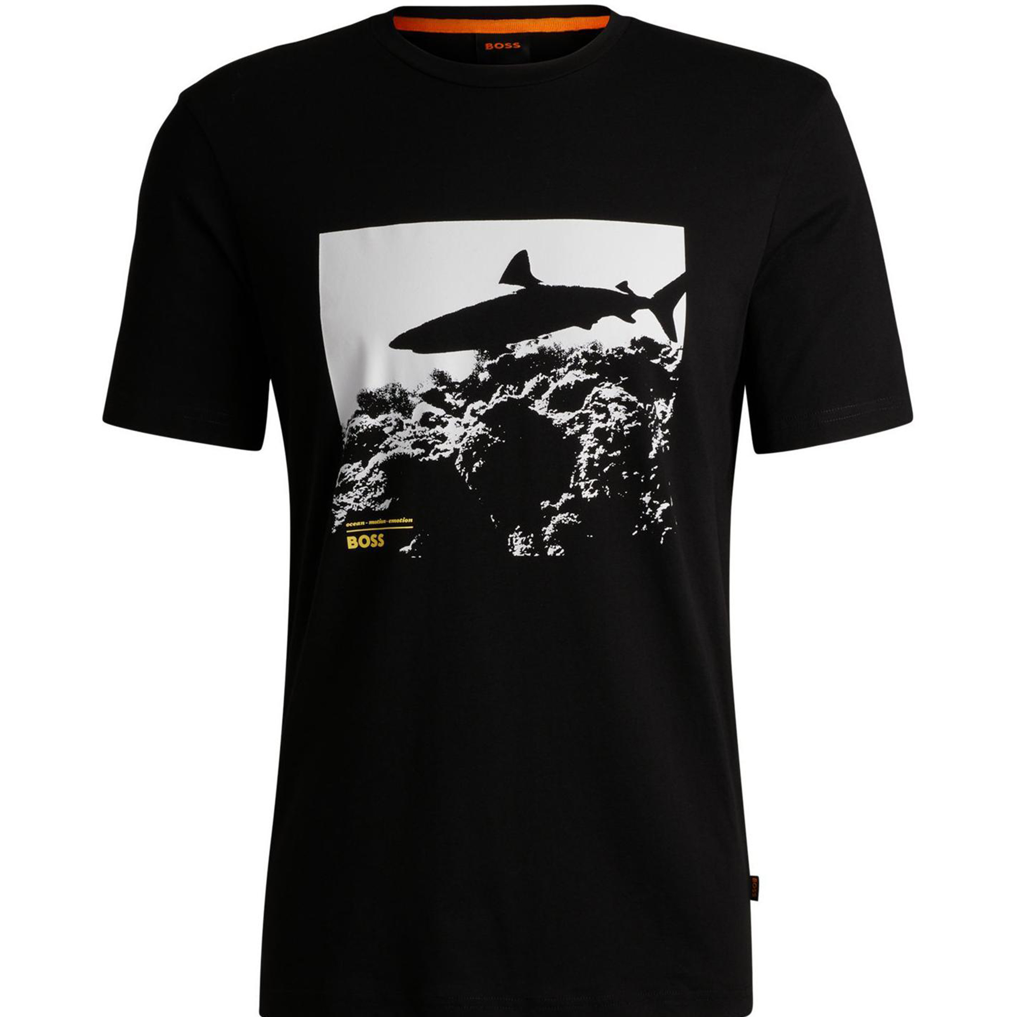 

HUGO BOSS Футболка Cotton Jersey Regular Fit с сезонным принтом мужская Black