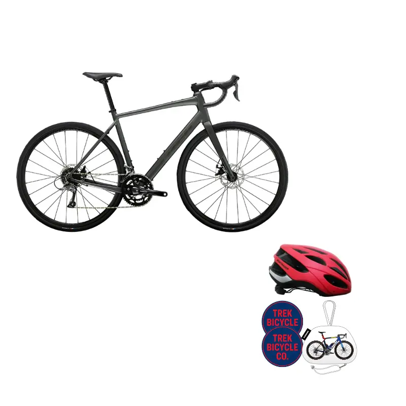 

Шоссейный велосипед Domane AL 2 с карбоновой вилкой, внутренней прокладкой тросов и дисковыми тормозами TREK, серый